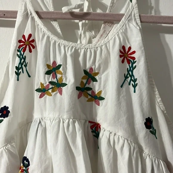 Zara Embroidered Floral White Tiered Tank Top Small - Picture 3 of 4